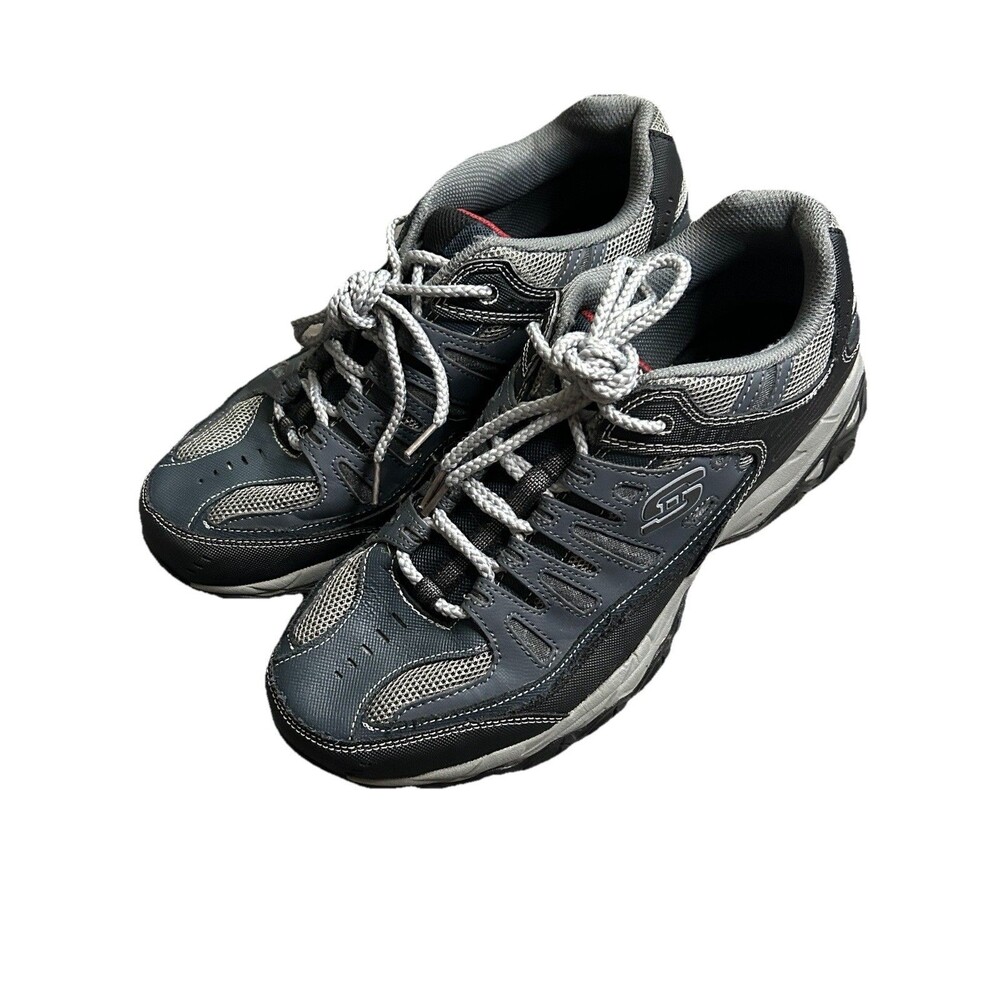 Skechers After Burn Memory Fit Mens 9.5 Extra Wide 4E Black Blue Trail Shoes